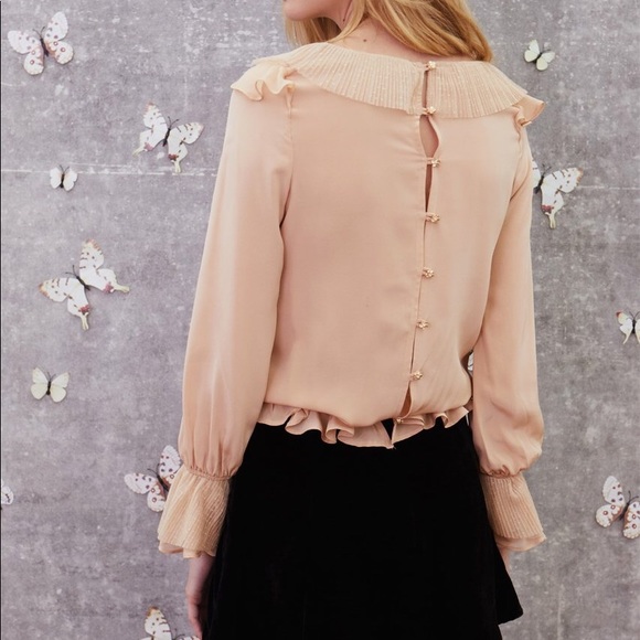 For Love & Lemons Evie Button Blouse in Champagne - Picture 3 of 4